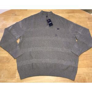 NWT Men's‎ CHAPS Gray Pullover 1/4 Zip Sweater 2XL Long Sleeve Mock Neck XXL